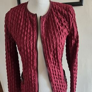 Sfizu Luxe Quilted Jacket NWT Size 43 Maroon Made In Italy